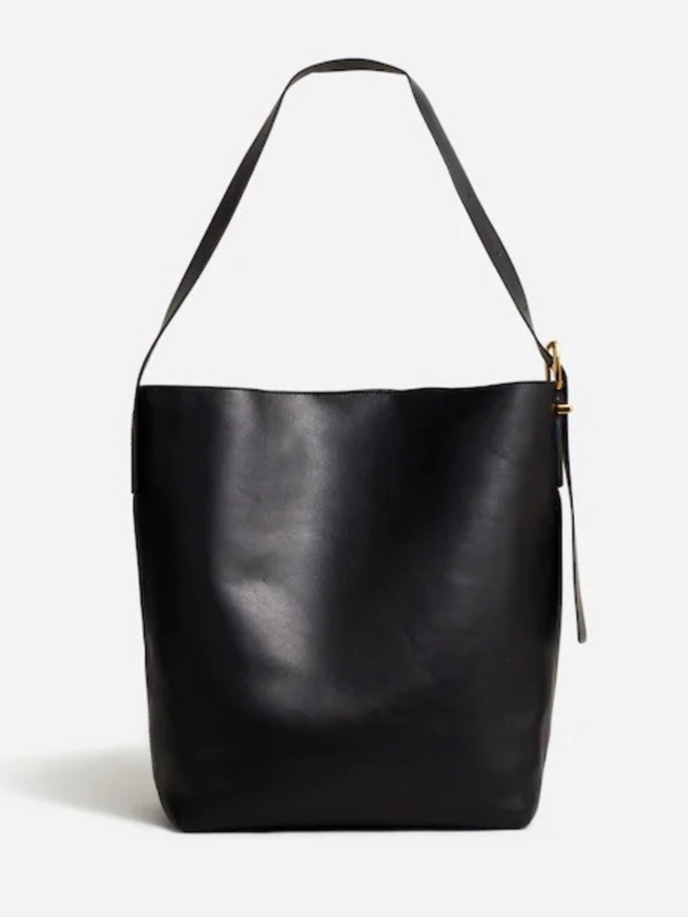 madewell black leather shoulder bucket bag